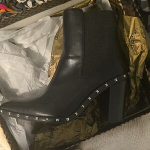 Charles By Charles David Black Heeled Boots with Studs